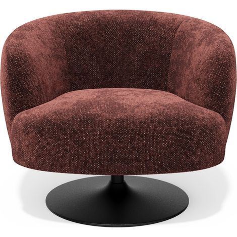 Fauteuil de salon pivotant en velours texturé bordeaux OSKA (1/5)