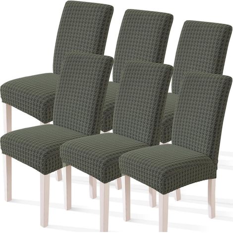 Stretch Stuhlhussen 6er Set, abnehmbar, waschbar, universell für Esszimmerstühle, Militärgrün (1/5)