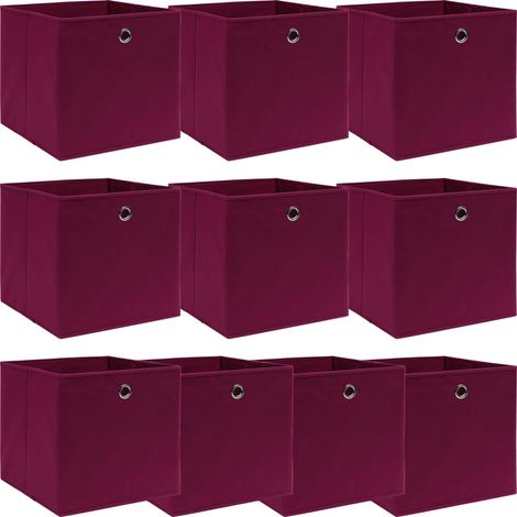 Boîtes de rangement 10 pcs Rouge foncé 32x32x32 cm Tissu