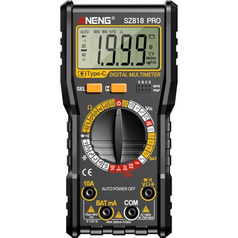 SZ818 PRO Wiederaufladbares Digitalmultimeter, AC/DC-Spannungsprüfer mit NCV-Funktionen -