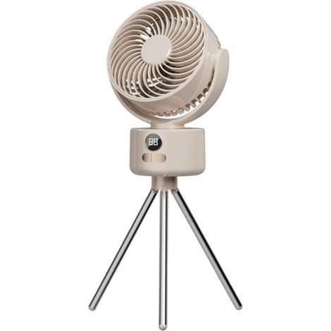 Ventilateur de camping pour tente, ventilateur sur pied rechargeable. Avec support trépied, rotation à 360 degrés, silencieux, avec trois vitesses réglables, idéal pour les voyages, les camping-cars e (1/5)