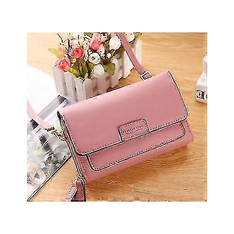 Sac bandoulière femme en cuir rose, petit sac à main/portefeuille (rose)