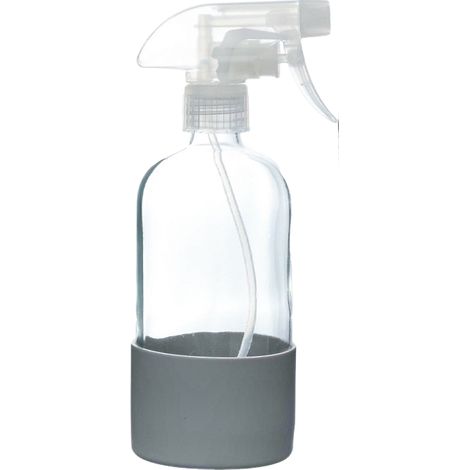 Botella pulverizadora de vidrio, 500 ml, paquete de 2, reutilizable, con boquilla, apta para productos de limpieza, plantas, etc., color gris. (1/5)