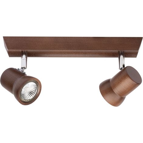 Plafonnier en Hêtre teinté Noyer 2 Ampoules Coordonné bois VENLA (1/2)
