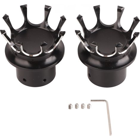 Couvercles de bouchon d'essieu avant en alliage d'aluminium CNC chromé noir pour moto, design couronne. (1/5)