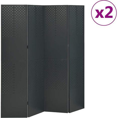 vidaXL 4-Panel Room Dividers 2 pcs Anthracite 160x180 cm Steel (1/5)