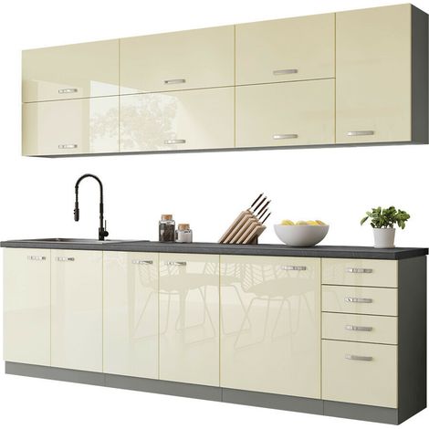 Cuisine complète modulaire Multi Cream 123 , 260x50cm, Stratifié, LED: Disponible
