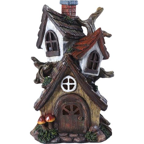 Mini maison de fée, statuette en résine double couche, figurine décorative artisanale pour intérieur et extérieur, jardin, terrasse, cadeau de pendaison de crémaillère