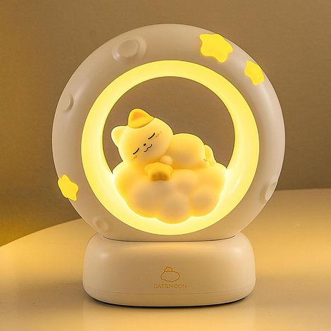 Lampe chat (lumière jaune) Jolie lampe rechargeable USB avec trois niveaux de luminosité, adaptée à la veilleuse de cham (1/5)