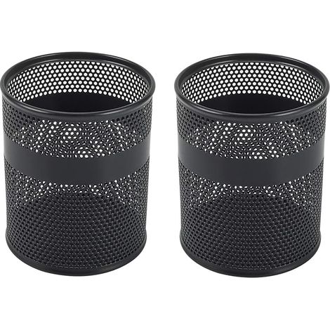 BRAVIX Lot de 2 Métal Pot à Crayon Porte Stylo Organisateur de Bureau Range Bureau Rangement Bureau,Noir