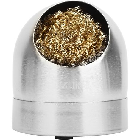 Lötkolben-Spitzenreiniger, Drahtkugel, Lötkolben-Reinigungskugel, Halter, Sockel, Ständer, Silber (1/5)