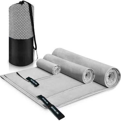 2 ou 3 pièces Serviette en microfibre, séchage rapide, avec sac de transport, pour sport, voyage, plage et usage domestique (1/5)