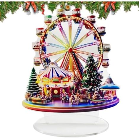 2D Acrylic Christmas Ferris Wheel - Flat Holiday Tabletop Ornament (1/5)