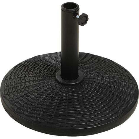 Base per Ombrellone Rotonda da 12,5kg Ø44,5 cm per Pali da Ø3,8 e Ø4,8 cm in HDPE Cemento e Acciaio Nero