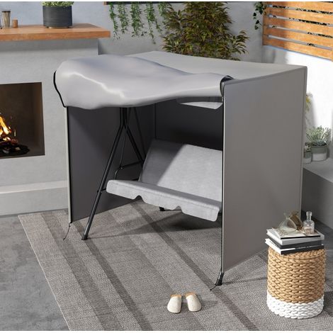 Copertura per altalena da giardino 177 x 114 x 152 cm impermeabile anti-UV grigia HAVRYA (1/5)