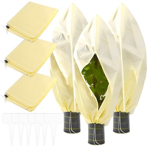 3 Pièces Housse Plantes Housse Hivernage Plante Housse D hivernage 100 x 80 cm Réutilisable Cordon Serrage Zippé Résistante (1/4)
