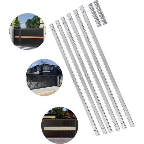 Kit de crémaillère de porte coulissante, longueur totale de 19,68 pieds, épaisseur de 0,47 pouces, largeur de dent standard, matériau de haute qualité, compatible avec la plupart des moteurs (1/5)