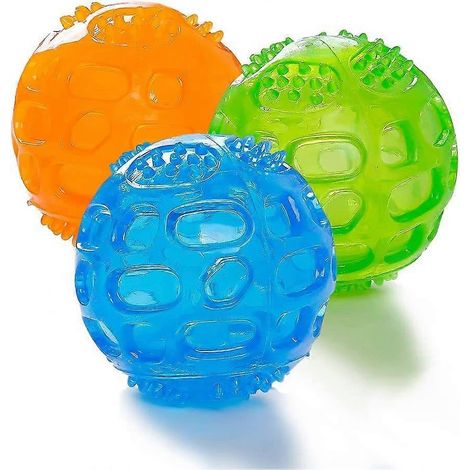 Balles couineuses pour chiens, balles en caoutchouc rebondissantes et résistantes pour chiens de petite et grande taille, jouets indestructibles, entraînement par le jeu (3 balles de 7 cm) (1/5)