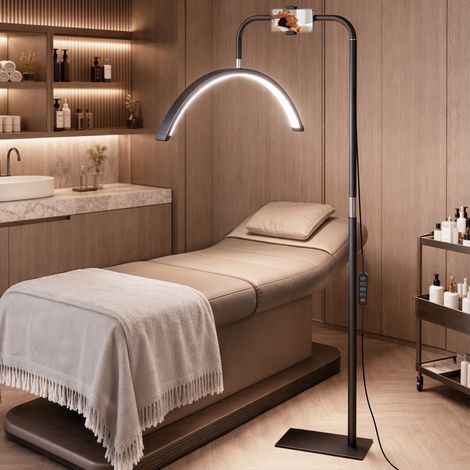 Lampadaire LED demi-lune rotative 350°, lampadaire sur pied salon dimmable 36 W, 7 températures de couleur, noir (1/5)