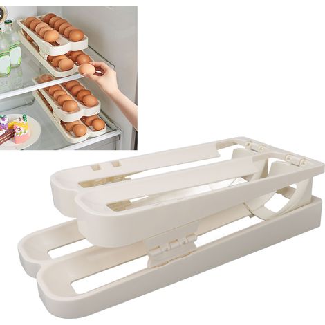 Rangement pour œufs réfrigérateur - Organiseur rotatif et pliable double rangement HIPS 405g - 26 œufs (1/5)