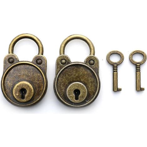 Cadenas rétro, cadenas ancien pour ordinateur portable ou bagage, cadenas décoratif avec clé, cadenas à clé, cadenas décoratif (1/5)