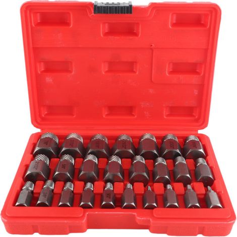 25PCS Kit Extracteur de vis endommagées Acier au chrome Molybdène Extracteur de Boulons Hexagonaux pour Extraction (1/4)