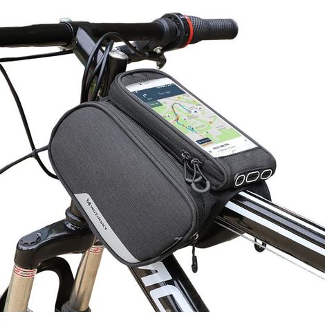 Sacoche de cadre de vélo + étui de téléphone amovible jusqu'à 6,5" 1,5l noir