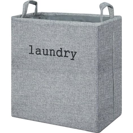Panier à Linge Pliable en Tissu - Bac Linge Sale 35 L avec Poignées de Transport - Corbeille Linge Sale Portable pour Chambre, Salle de Bain ou Buanderie - Gris