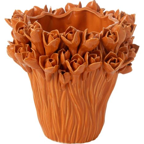 Vase Déco en Grès "Ambrosia" 19cm Orange