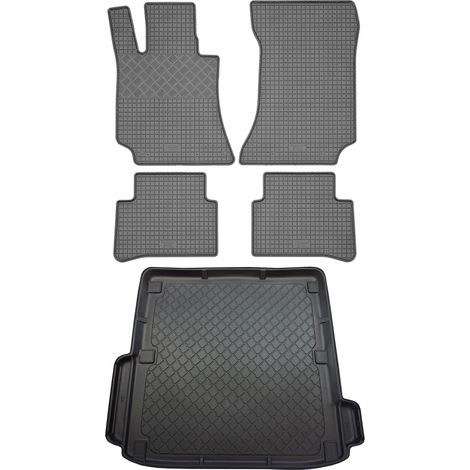 Juego de alfombrillas de goma para coche y maletero para Mercedes Clase E W212 T Estate (5 puertas) de 2009 a 10.2016.