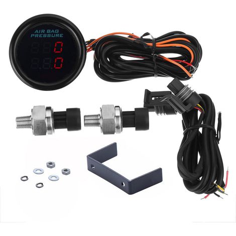Doppel-Ladedruck-Anzeige 52mm – PSI, rote Anzeige, Sensor NPT1/8, 12V/24V (1/4)