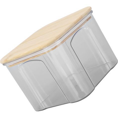Récipient de conservation alimentaire hermétique 650ml 10.7x8.2cm, bocal transparent en verre avec couvercle en bambou pour pâtes, farine, céréales, riz, thé, café (1/5)