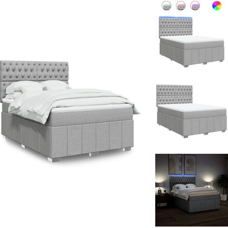 Boxspringbett mit Matratze Hellgrau 140x200 cm Stoff - Boxspringbett - Boxspringbetten - Bett - Bettgestell (1/5)