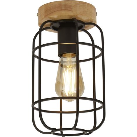 Vision Plafonnier Cage, Noir Mat & Bois (1/4)
