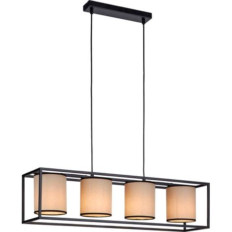 Hängelampe Esstischleuchte Pendellampe Textil Wohnzimmerlampe 4 flammig H 120 cm (1/5)