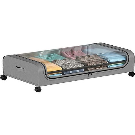 Coffre de rangement à roulettes sous le lit, boîte à chaussures coulissante, tiroir métallique pour ranger vêtements et jouets (1/5)