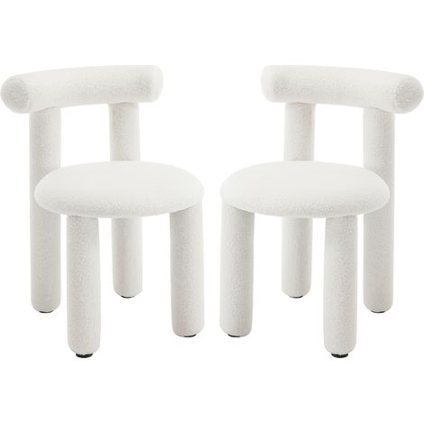 Wahson Set di 2 Sedie da Pranzo Sedie da Cucina Sedie Sala da Pranzo Moderne in Pelliccia con Gambe in Metallo Sedie da Salotto per Ristorante, Bianco (1/5)