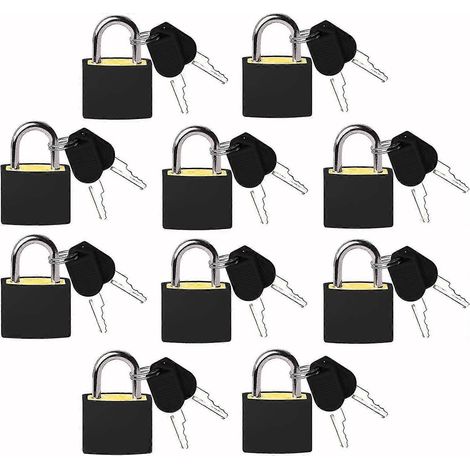 Cadenas (lot de 10) - Petits cadenas avec clés - Indispensables pour la maison, l'école et les bagages