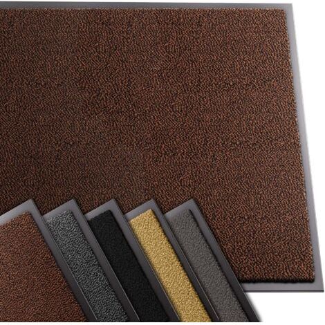 Tapis de porte paillasson d'entrée - antidérapant antipoussière imperméable lavable - 90x120cm Marron-Noir