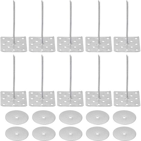 2 pouce Perforé Isolant Epingles avec Ronde Rondelles, 50 Paquet Aluminium Isolant Clou Mur Cheville pour Fixation Mousse Plaques à Mur ou Plafond (1/5)