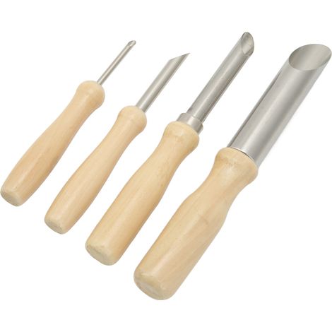 4 Pièces Emporte-pièces Céramique en Acier Inox, Outils de Modelage Argile avec Poignée Bois pour Poterie et Sculpture (1/5)