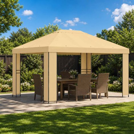 vidaXL Gazebo 4 × 3 m Crema Poliestere e Acciaio 190 gsm (1/4)