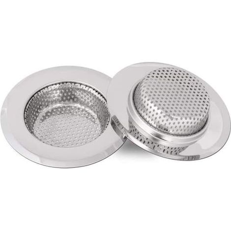 Crépine d'évier, crépine d'évier en acier inoxydable, empêche le colmatage, grande taille avec large rebord, diamètre extérieur de 4,5 pouces/11,3 cm (grande). (1/4)