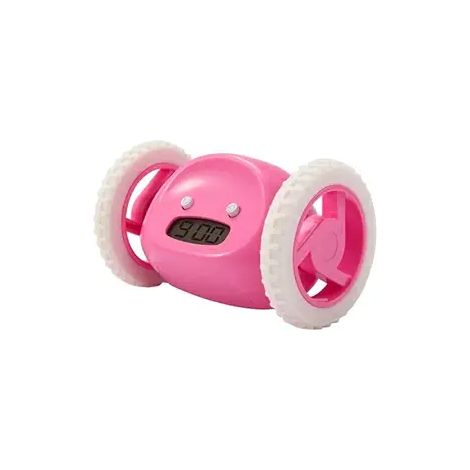 MINKUROW Reloj Despertador Con Ruedas Extra Fuerte Para Personas Que Duermen Mucho (Reloj Robot De Dormitorio Para Adultos O Niños) Divertido Rodar Correr Lejos En Movimiento (Rosa) (1/5)