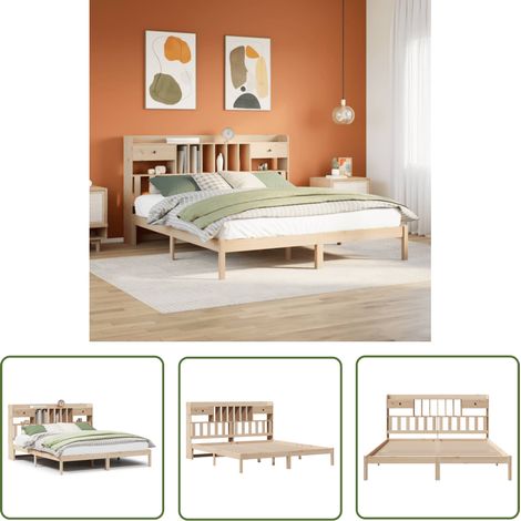 vidaXL Massivholzbett mit Regal ohne Matratze 180x200 cm Kiefernholz (1/5)