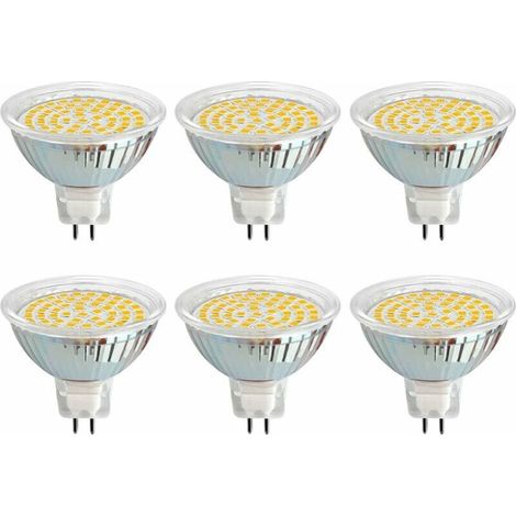 Ampoule GU5.3 LED 12V 3W Blanc Froid 6000K, Ø50mm, 120 Degrés, Équivalent GU5.3 35W 50W, 500LM, AC/DC 12V, Spot LED MR16 GU5.3 pour Cuisine/Salle de Bain/Armoire, Non-dimmable, lot de 6