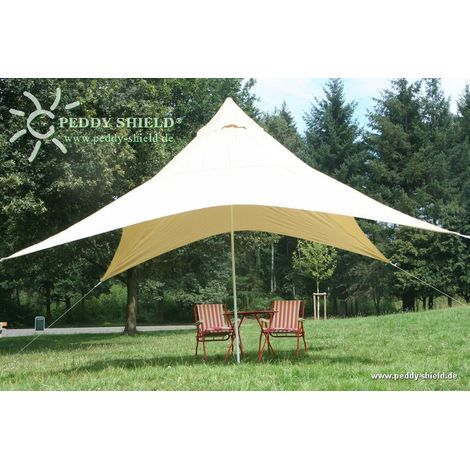 Camping-Freizeit-Sonnensegel Pyramide 400 x 400 cm - Farbe hell elfenbein (1/5)