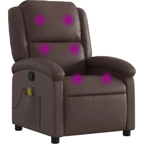 Chaise de massage en cuir synthétique marron – Siège relaxant ergonomique avec fonctions de chauffage, rouleaux de massage et réglage électrique (1/5)