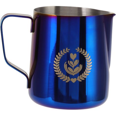 Pucheau moustisé Lait de Pichet à Mousse de Lait, Pichet de Tasse à Vapeur à Camion pour Gâteau doré (BLUE) (1/4)