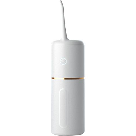 Tragbare Munddusche für Zähne/Zahnspangen, mit 3 Modi, 3 Düsenaufsätzen, abnehmbarem 280-ml-Wassertank, 8-mm-Düse, weiß